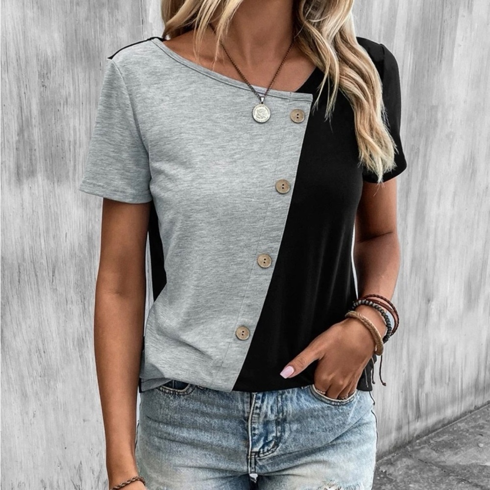 Black and grey bottom down t shirt